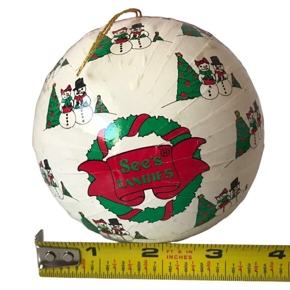 Vintage Sees Candies West Germany Paper Mache Snowman Candy Container Ornament - Picture 8 of 14